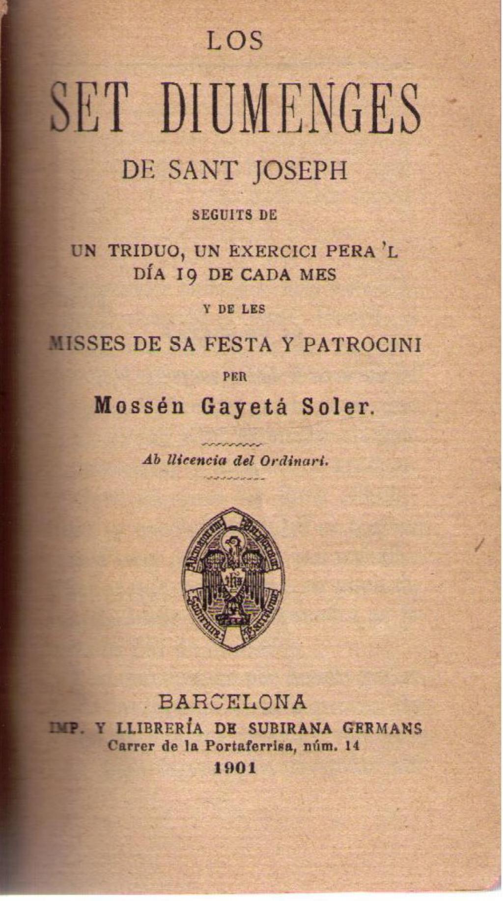 Coberta de Los set diumenges de Sant Joseph